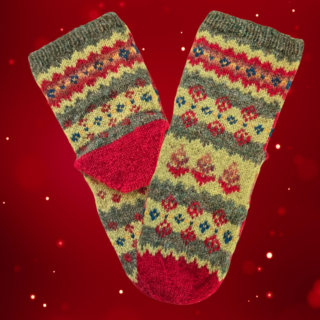 Magic Forest Slippers, Stranded Colorwork Kit