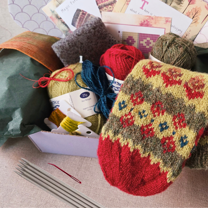 Magic Forest Slippers, Stranded Colorwork Kit